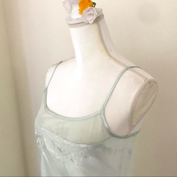 Slip Dress in Mint - Flowy like Satin - with Sheer Neckline Feature M - Picture 4 of 15